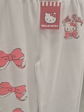 Hello Kitty White Pants with Pink Bow Prints